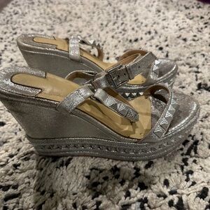 Christian Louboutin Pyraclou Wedge Sandals
Silver Metallic Size 40